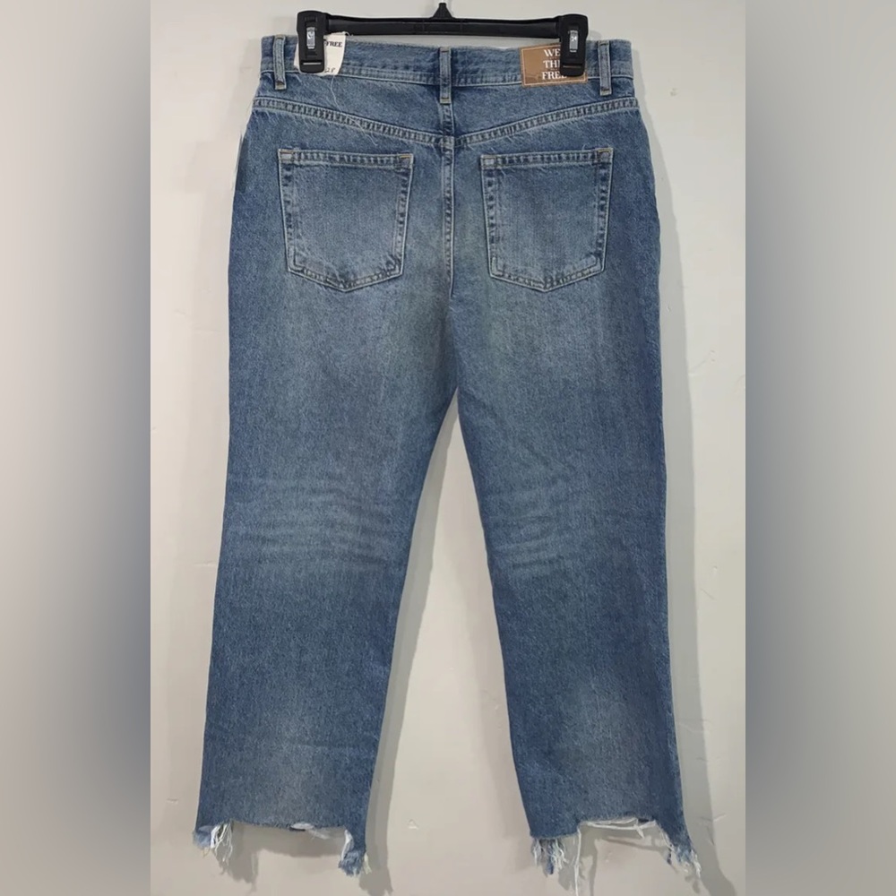 Free People Maggie Mid-Rise Straight-Leg Cropped Jeans Blue NWT - Picture 4 of 13